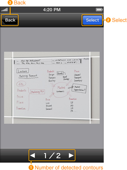 Detected contours images