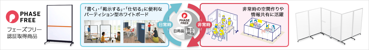 フェーズフリー認証を受けたパーティション型ホワイトボードのご紹介